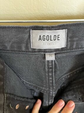 Agolde Charcoal Black 90’s Pinch Waist High-Rise Denim